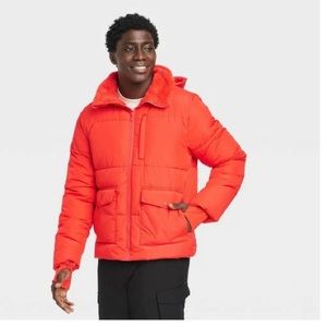 NEW! All In Motion Men’s Puffer Jacket Orange